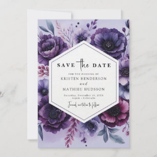 Reserve A Data Casamento Floral Roxo na moda Romântico