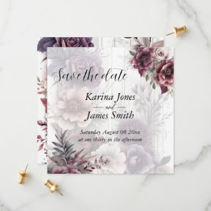 Reserve A Data Casamento floral roxo, rosa e grená elegante 