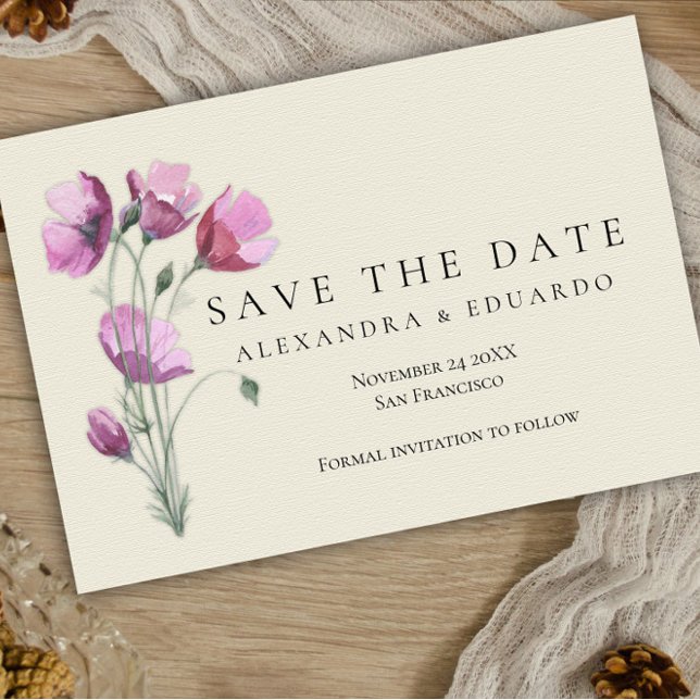 Reserve A Data Casamento Floral Roxo Vintage (Criador carregado)