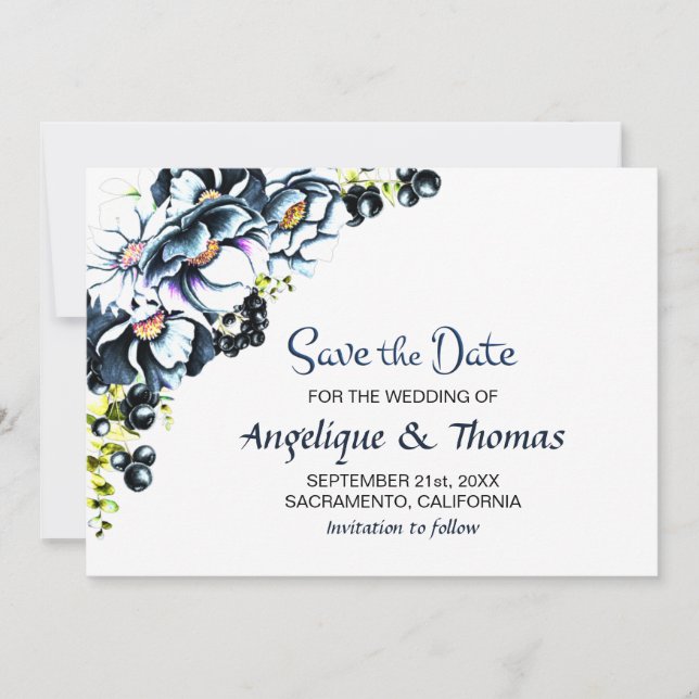 Reserve A Data Casamento Floral Rustic Blue (Frente)