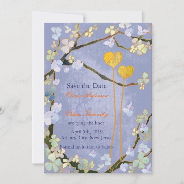 Reserve A Data Casamento Floral Rustic Blue Salva a Data (Frente)