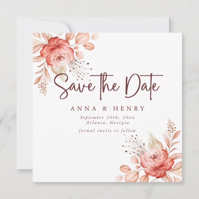 Reserve A Data Casamento Floral Rustic Blush (Frente)