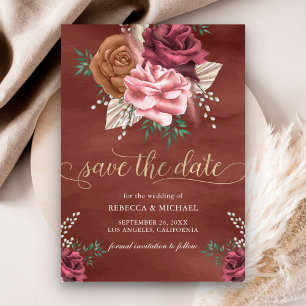 Reserve A Data Casamento Floral Rustic Boho Cinnamon Rosa
