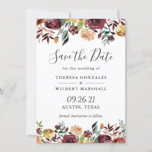 Reserve A Data Casamento Floral Rustic Burgundy Bloom Watercolor