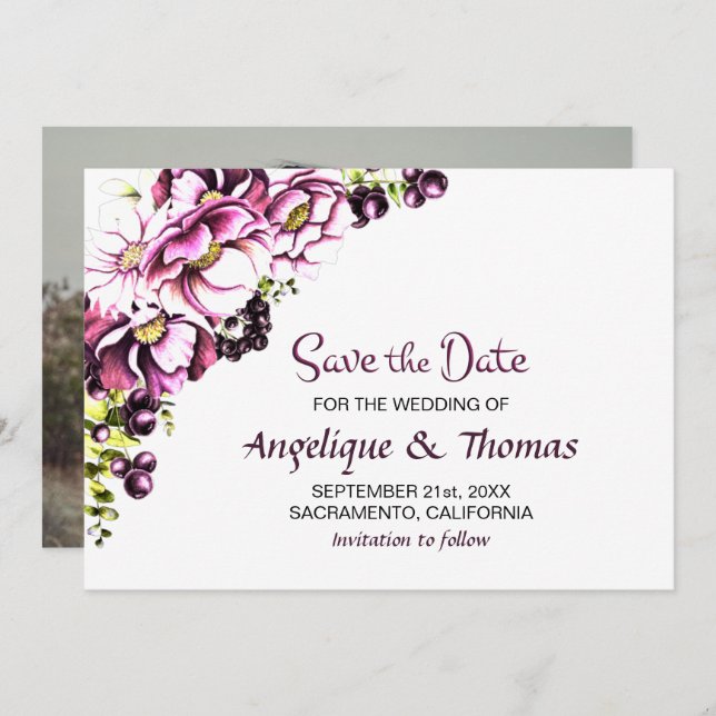 Reserve A Data Casamento Floral Rustic Pink (Frente/Verso)
