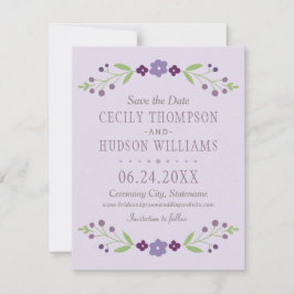 Reserve A Data Casamento Floral Rustic Purple e Green