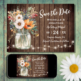 Reserve A Data Casamento Floral Rustic Wildflower Barn Wood Count