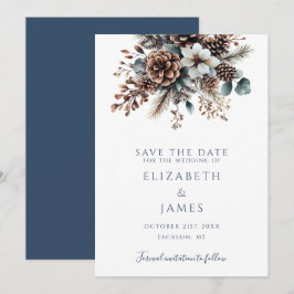 Reserve A Data Casamento Floral Rústico Boho Moderno com Pinhas