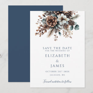 Reserve A Data Casamento Floral Rústico Boho Moderno com Pinhas