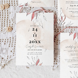 Reserve A Data Casamento Floral Rústico em Aquarela