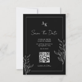 Reserve A Data Casamento Floral Rústico Preto Elegante Foto Fundo