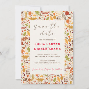 Reserve A Data Casamento Floral Rústico Seco Boêmio Outono Queda