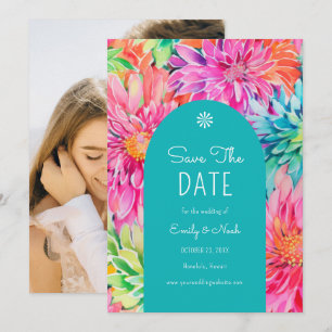 Reserve A Data Casamento Floral Tropical Colorido em Aquarela Mod