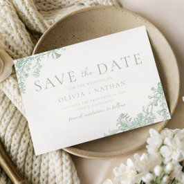 Reserve A Data Casamento Floral Vintage Clássico Sage