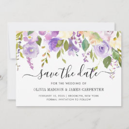 Reserve A Data Casamento Floral Violeta Violeta Púrpura e Clássic