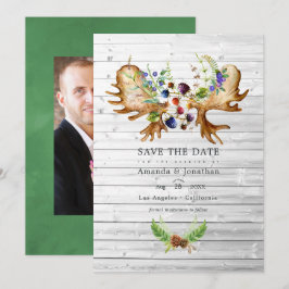 Reserve A Data Casamento Floresta Rústica Foto em Aquarela