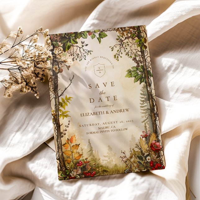 Reserve A Data Casamento Florestal de Queda de Woodland (Criador carregado)