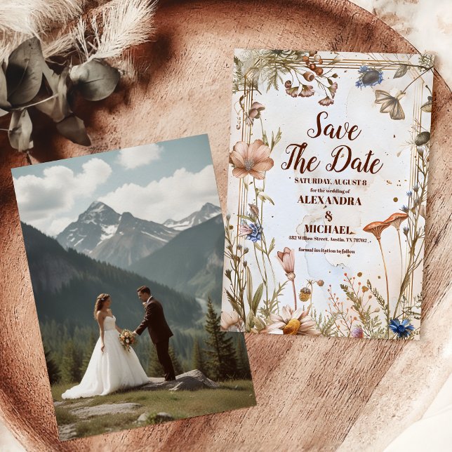 Reserve A Data Casamento Florestal em Aquarela Rústica (Criador carregado)