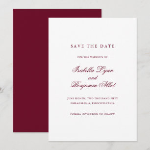Reserve A Data Casamento Formal da Borgonha Tradicional Elegante