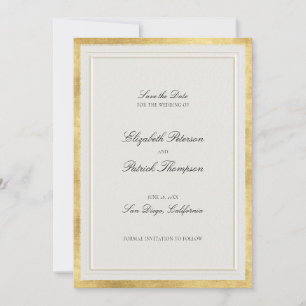 Reserve A Data Casamento Formal Moderno Clássico Elevado Dourado