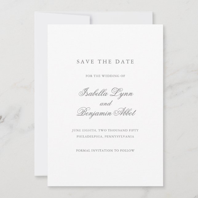 Reserve A Data Casamento Formal Simples Cinza Sem Foto (Frente)