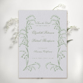Reserve A Data Casamento Formal Verde de Lily Valley Embossed