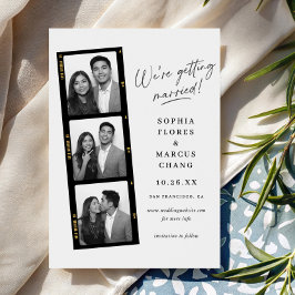 Reserve A Data Casamento Foto-booth Moderno Preto e Branco Faixa