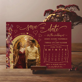Reserve A Data Casamento Foto & Calendário Boho Flores Silvestres