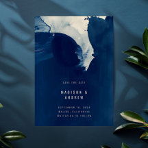 Casamento Foto com Tinta Azul-Marinho Abstrata Úni