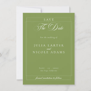 Reserve A Data Casamento Foto de Calligraphy de Marfim Verde Clás