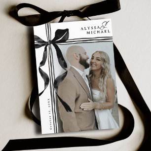 Reserve A Data Casamento Foto Elegante Arco Preto e Branco Modern