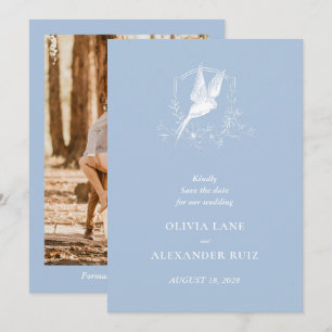Reserve A Data Casamento Foto Floral Azul Francês