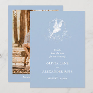 Reserve A Data Casamento Foto Floral Azul Francês