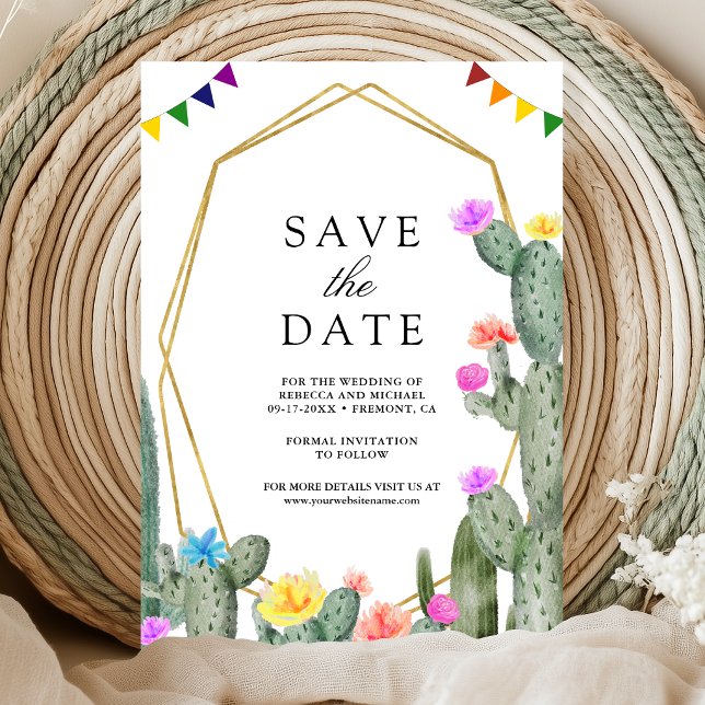 Reserve A Data Casamento Foto Floral de Cacto Fiesta Mexicana (Criador carregado)