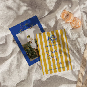 Reserve A Data Casamento Foto Italiano Amarelo Azul Manuscrito