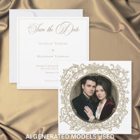 Casamento Foto Jardim com Brasão em Ouro Elegante