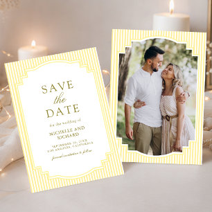 Reserve A Data Casamento Foto Listrada Amarela Clássica