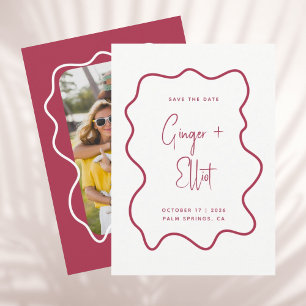 Reserve A Data Casamento Foto Magenta Rosa Moldura Onda Negrito M