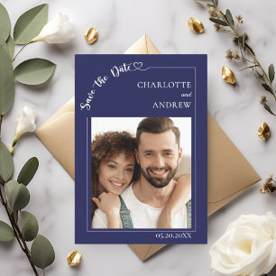 Reserve A Data Casamento foto marfim azul marinho Save the Date