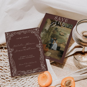Reserve A Data Casamento Foto Marrom Chocolate Clássico Dinheiro 