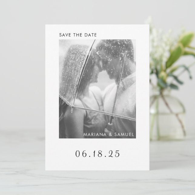 Reserve A Data Casamento Foto Minimalista Moderna Simples (Em pé/Frente)