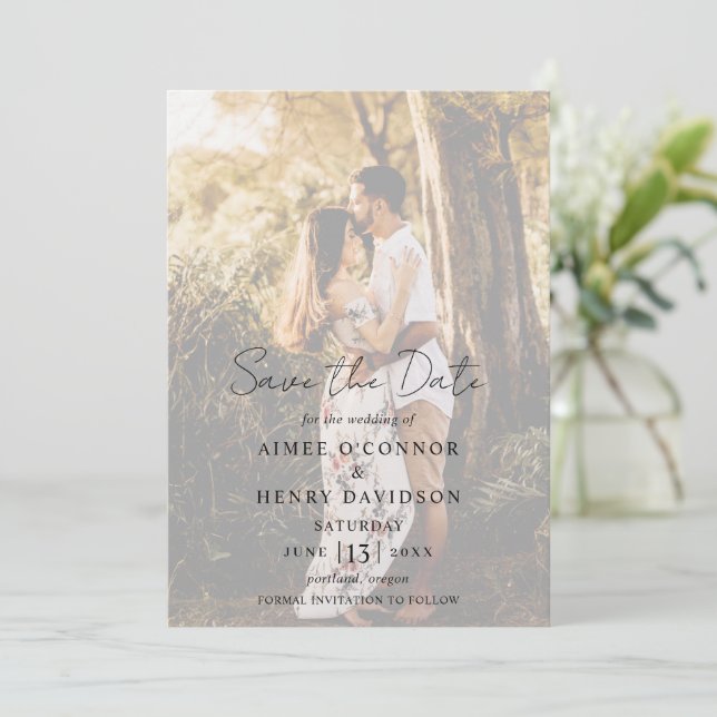 Reserve A Data Casamento Foto Moderno Script Rústico (Em pé/Frente)
