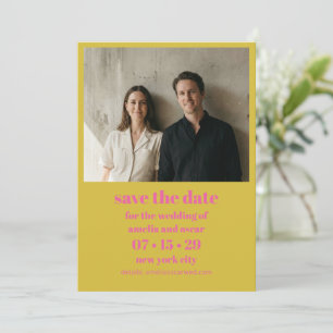 Reserve A Data Casamento Foto Ousada Rosa Chartreuse Amarelo Mode