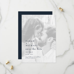 Reserve A Data Casamento Foto P&B Save The Date Navy