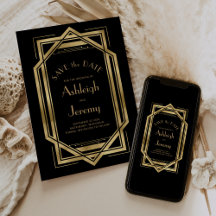 Casamento Foto Preto Dourado Deco Vintage 1920
