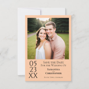 Reserve A Data Casamento Foto Simples Moderno Minimalista Pêssego