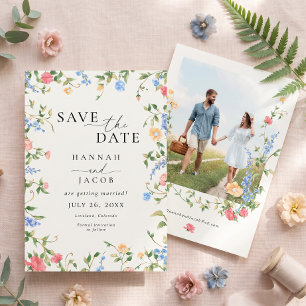 Reserve A Data Casamento Foto Soft Pastel Flor Silvestre Vintage