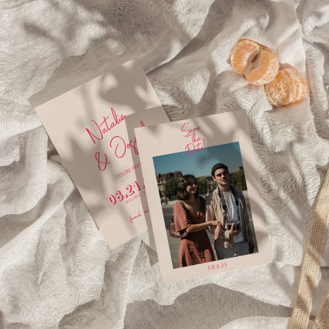 Reserve A Data Casamento Fotográfico Brilhante Branca Moderno (Criador carregado)