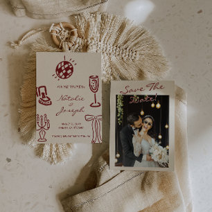 Reserve A Data Casamento Fotográfico Caprichoso Desenhado à Mão e