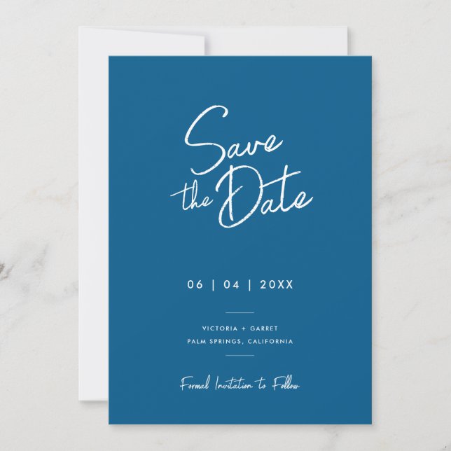 Reserve A Data Casamento Fotográfico com Roteiro Azul Minimal Mod (Frente)